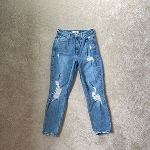 GUESS Distressed High-Rise Mom Jeans